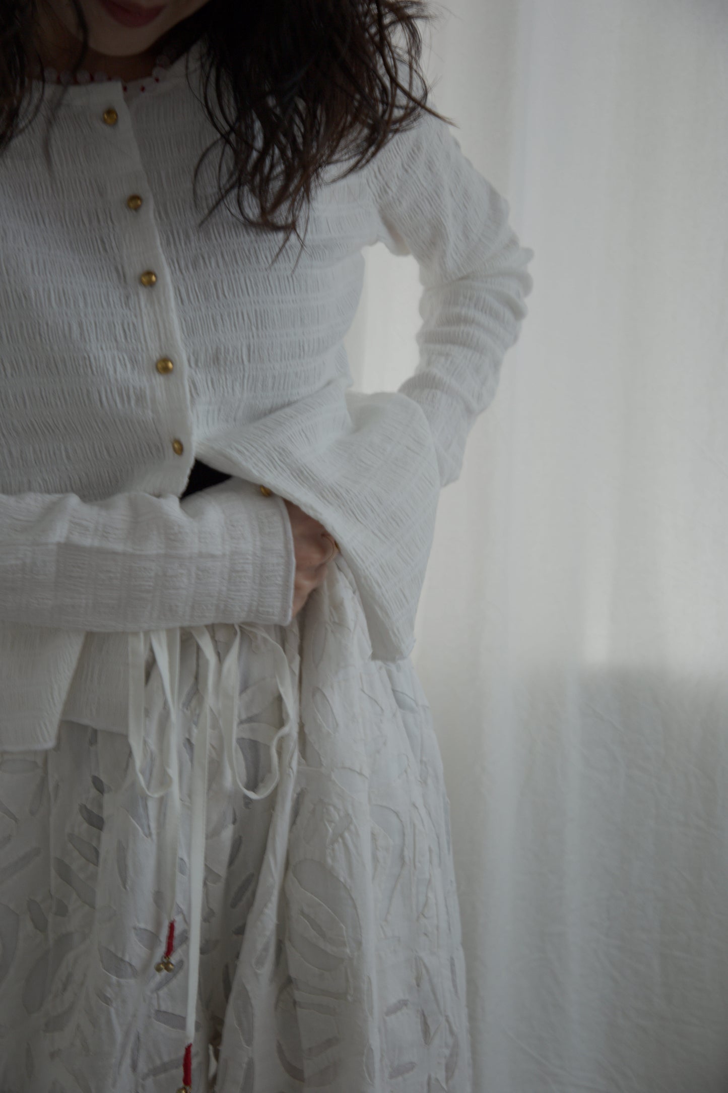 shirring cardigan(white)