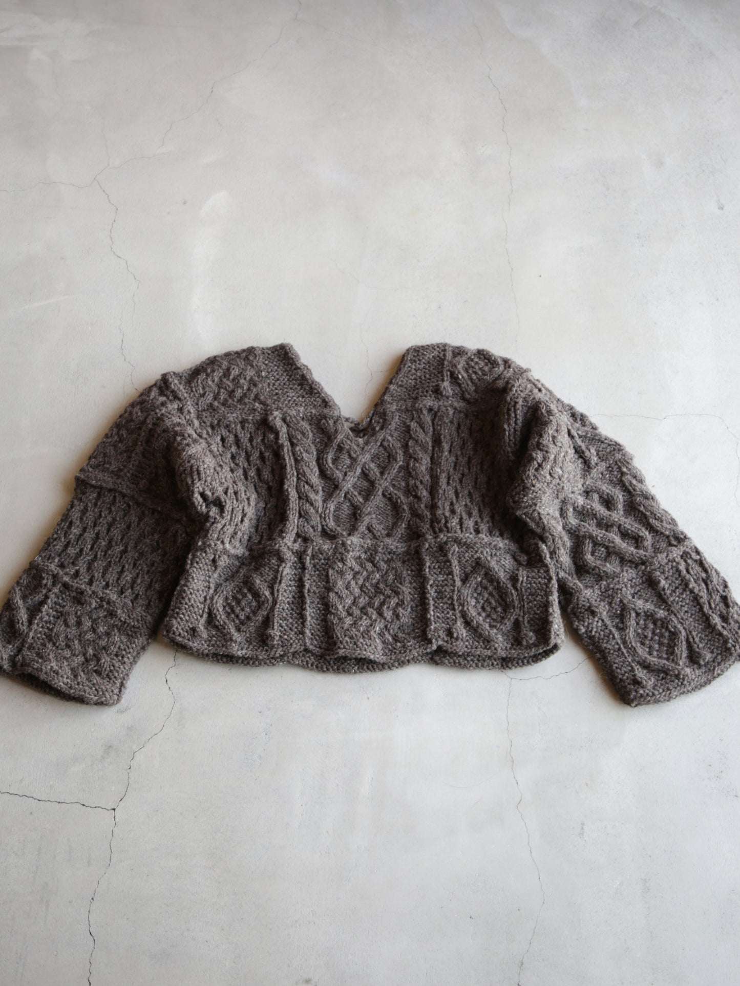 patchwork handknit sweater(brown)