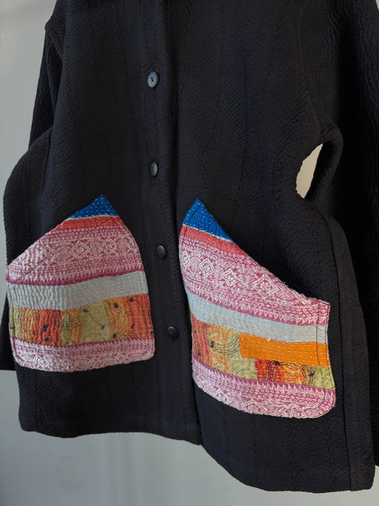 vintage kantha jacket (black C)