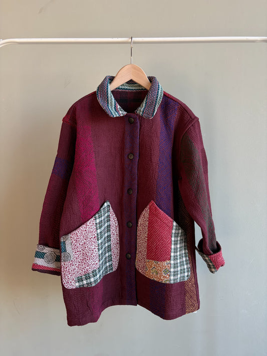 vintage kantha jacket ( burgundy G)