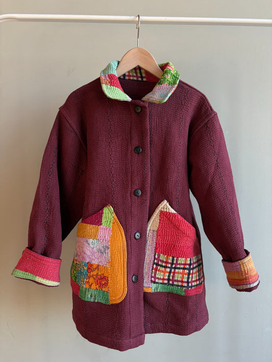 vintage kantha jacket ( burgundy I)