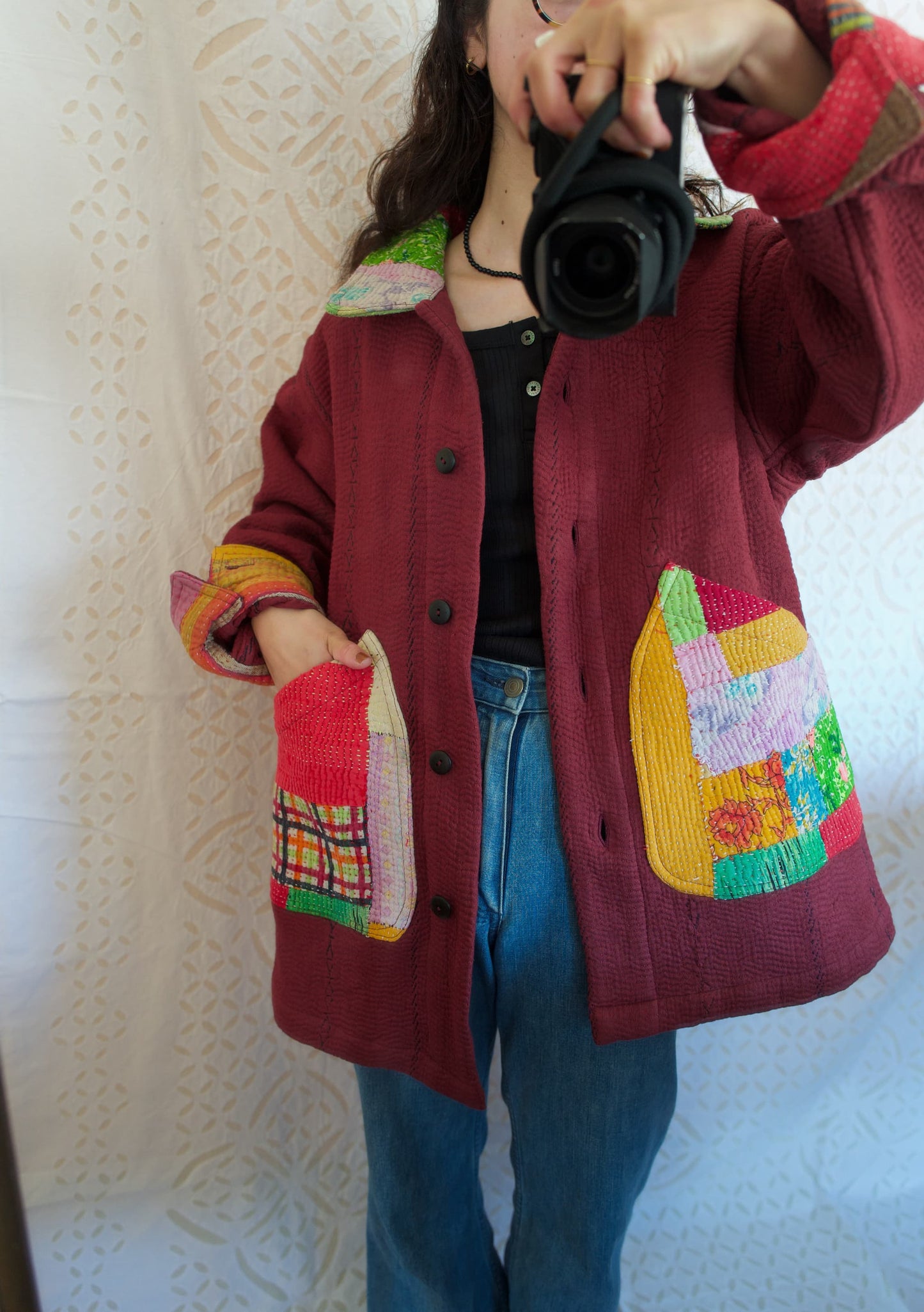 vintage kantha jacket ( burgundy I)