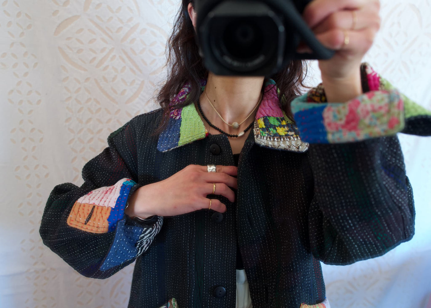 vintage kantha jacket (black E)