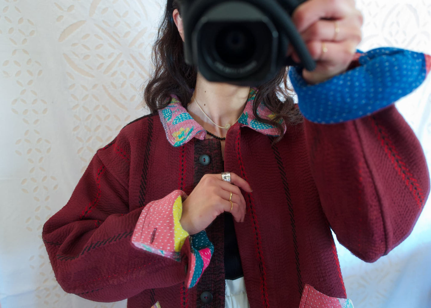 vintage kantha jacket ( burgundy J)