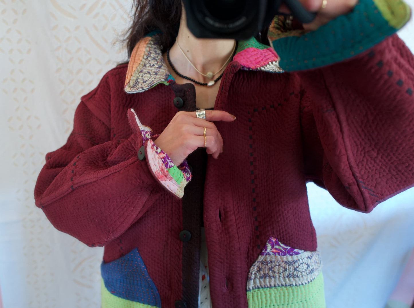 vintage kantha jacket ( burgundy F)