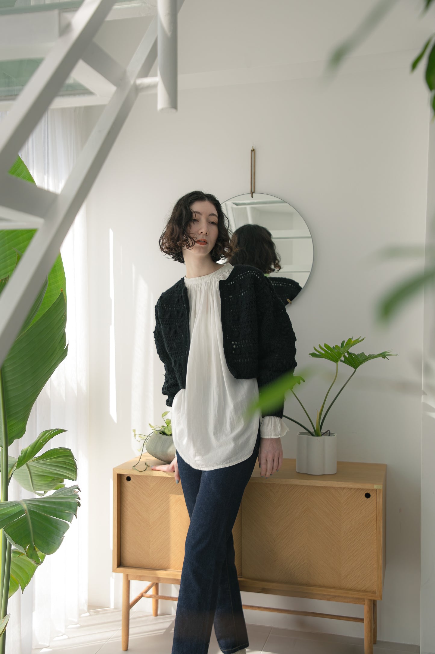 crochet handknit cardigan(black)