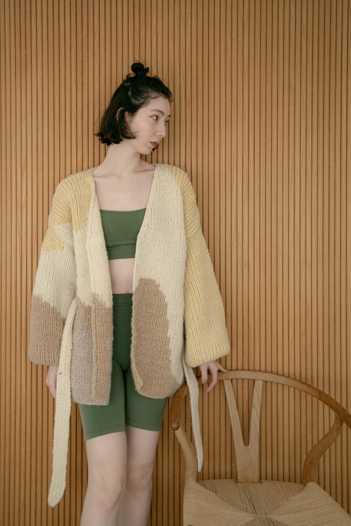 topography handknit gown(sand)