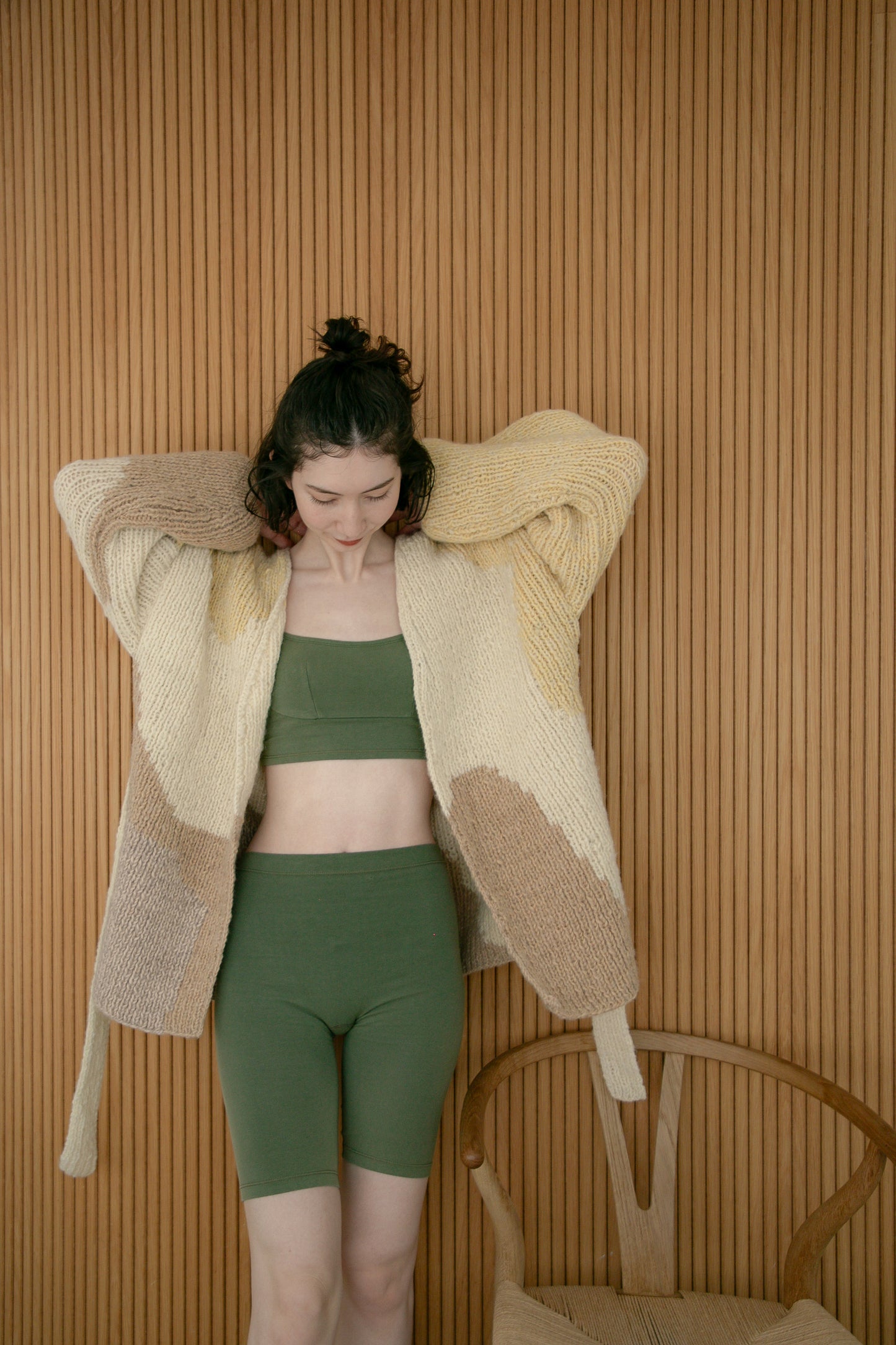 topography handknit gown(sand)