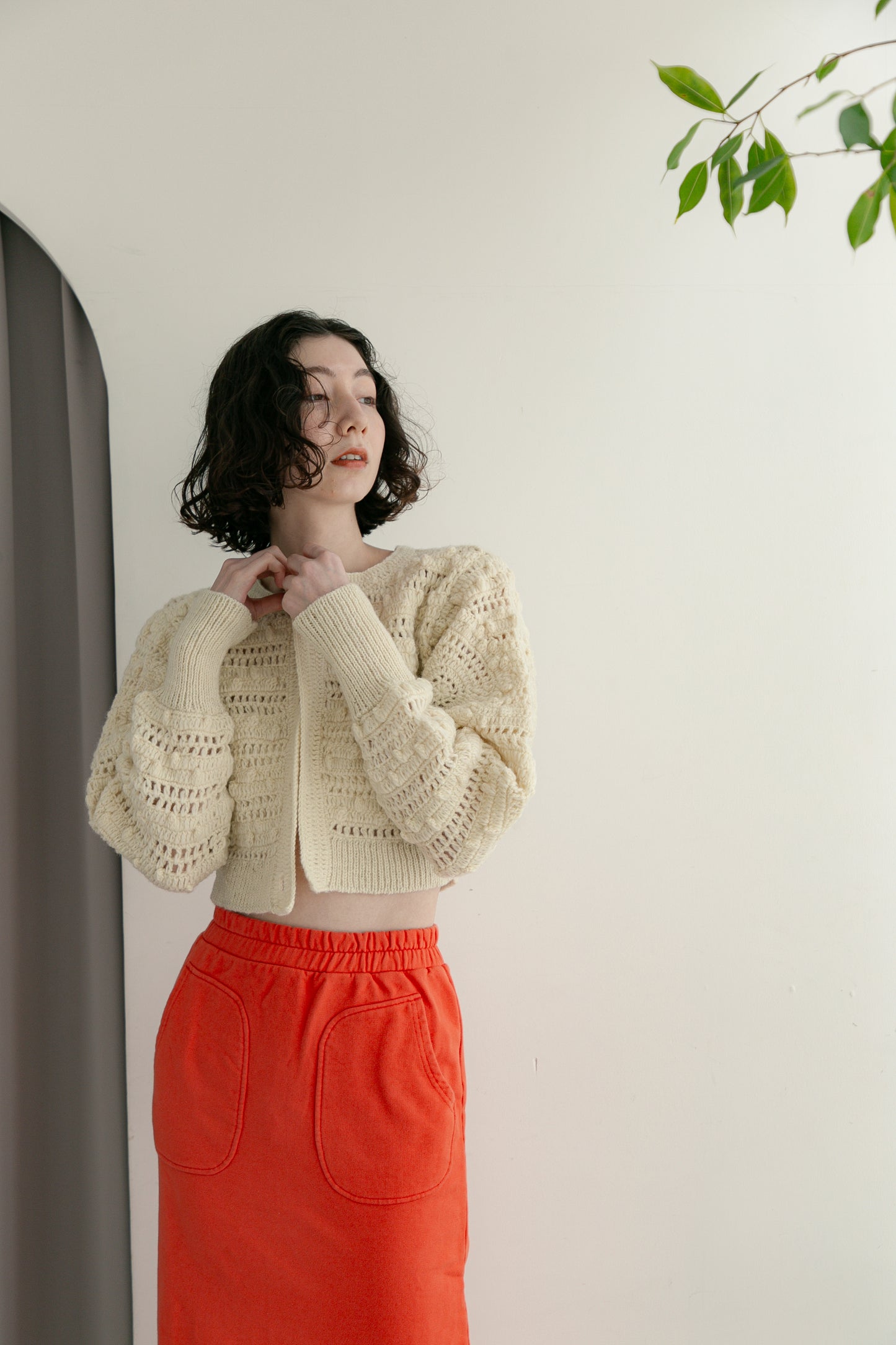 crochet handknit cardigan(ivory)