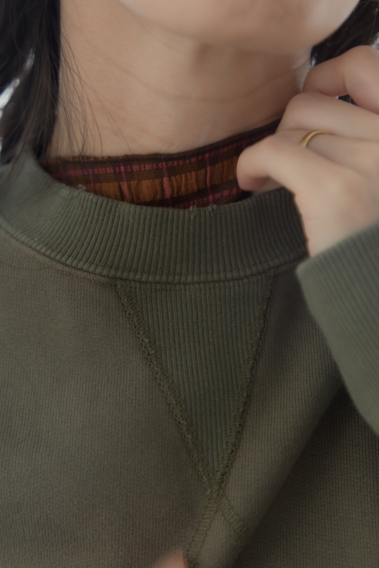 shirring check top(brown)