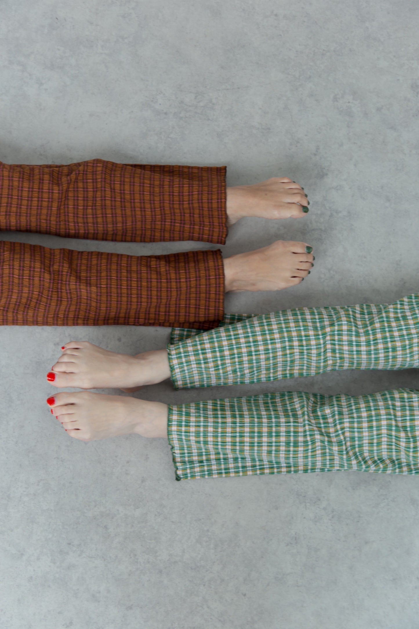 shirring check pants(brown)