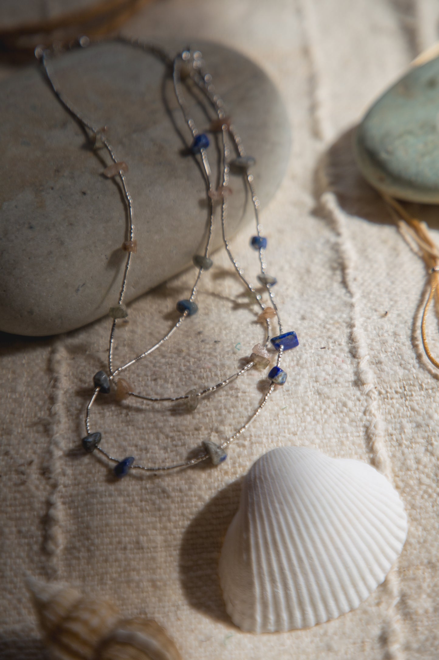 karen silver stone necklace(indian agate)