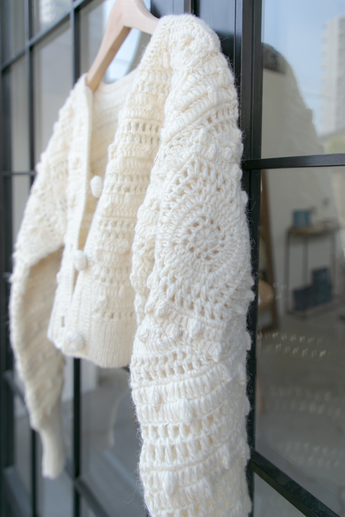 crochet handknit cardigan(ivory)