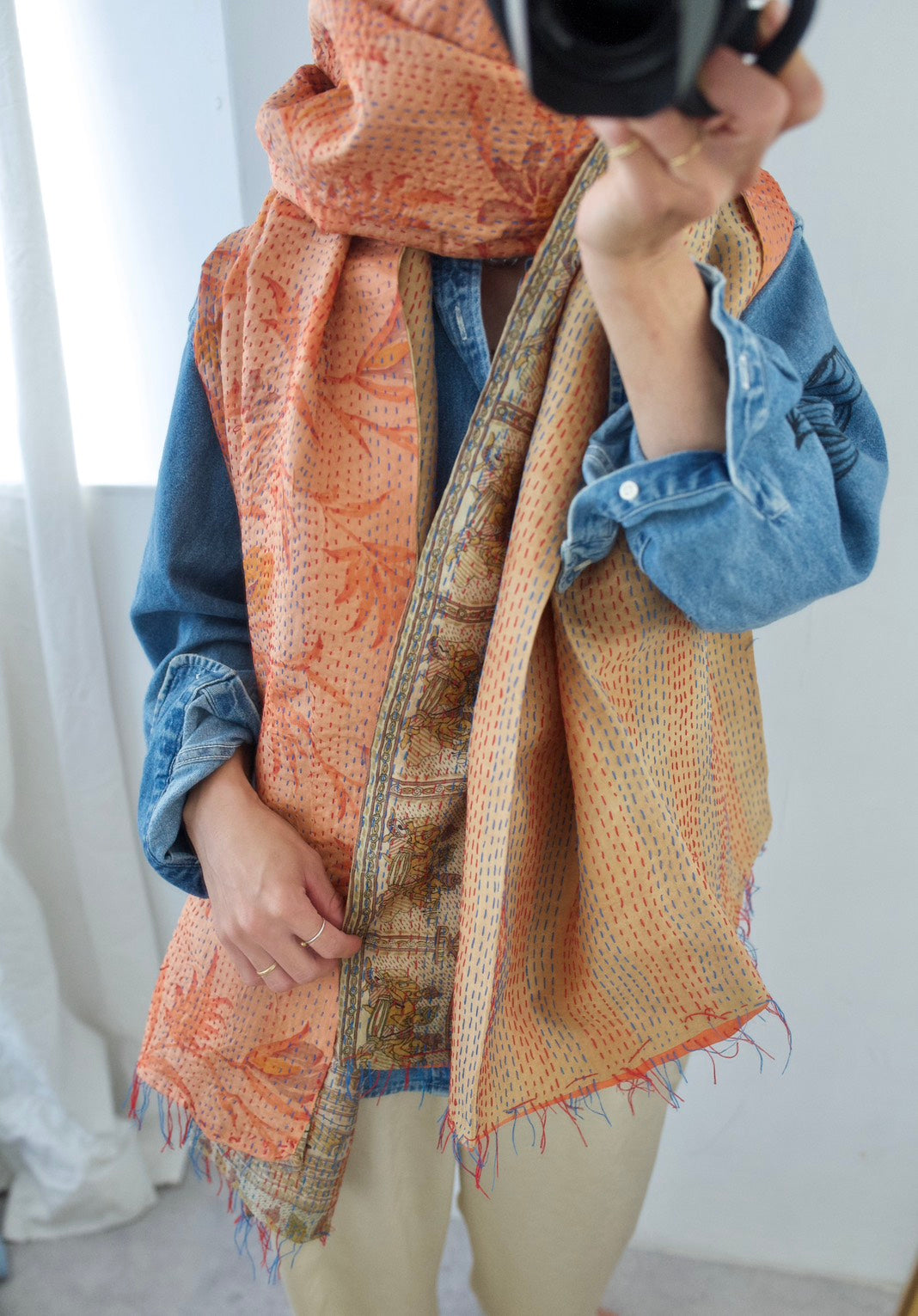 silk kantha stole(a)