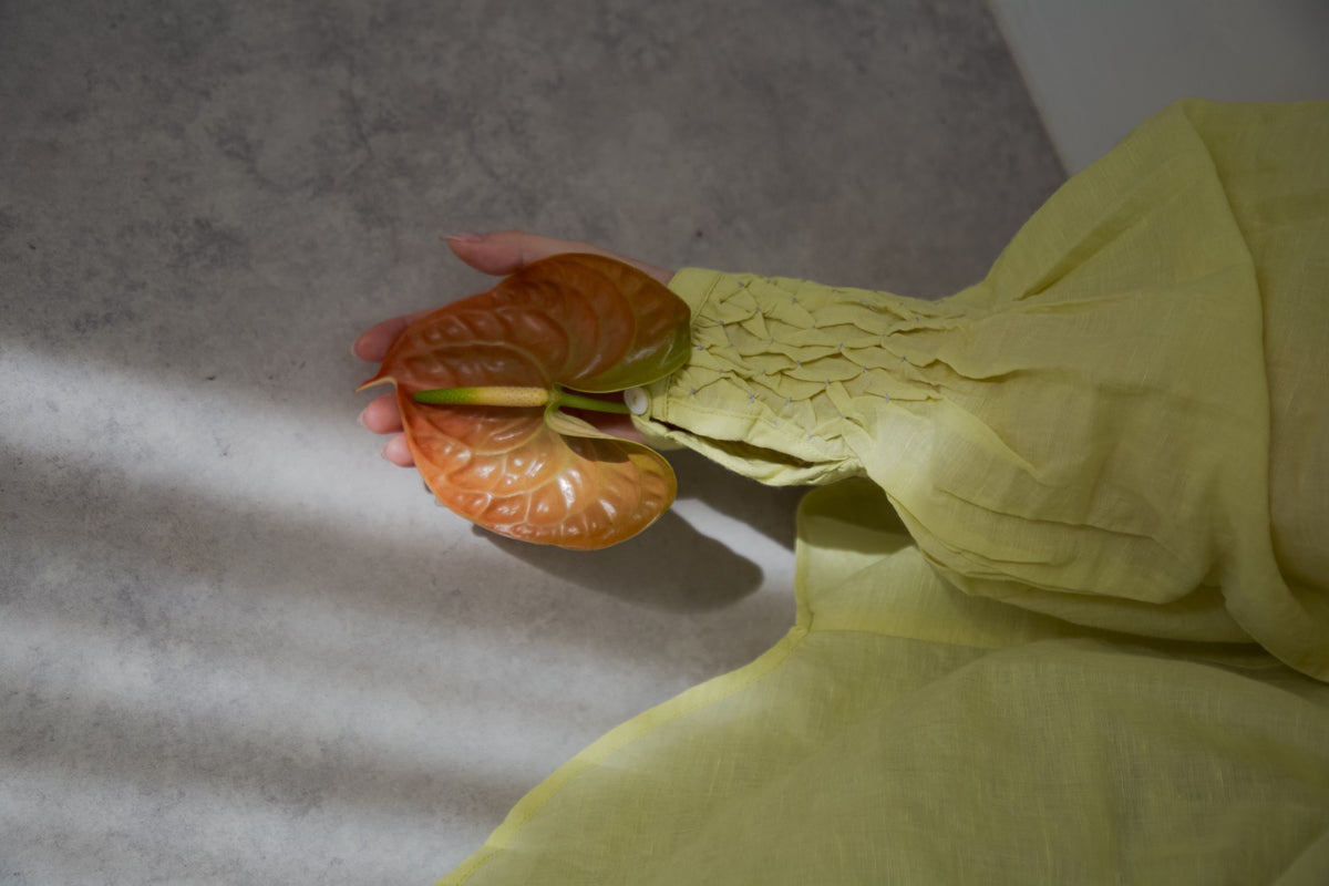 Hand smoking blouse(lemon)