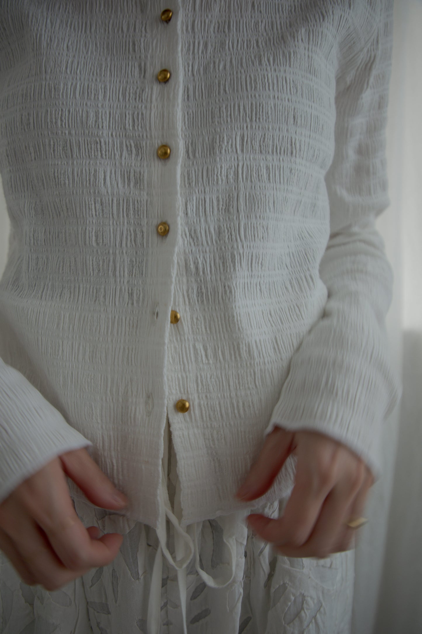 shirring cardigan（white）