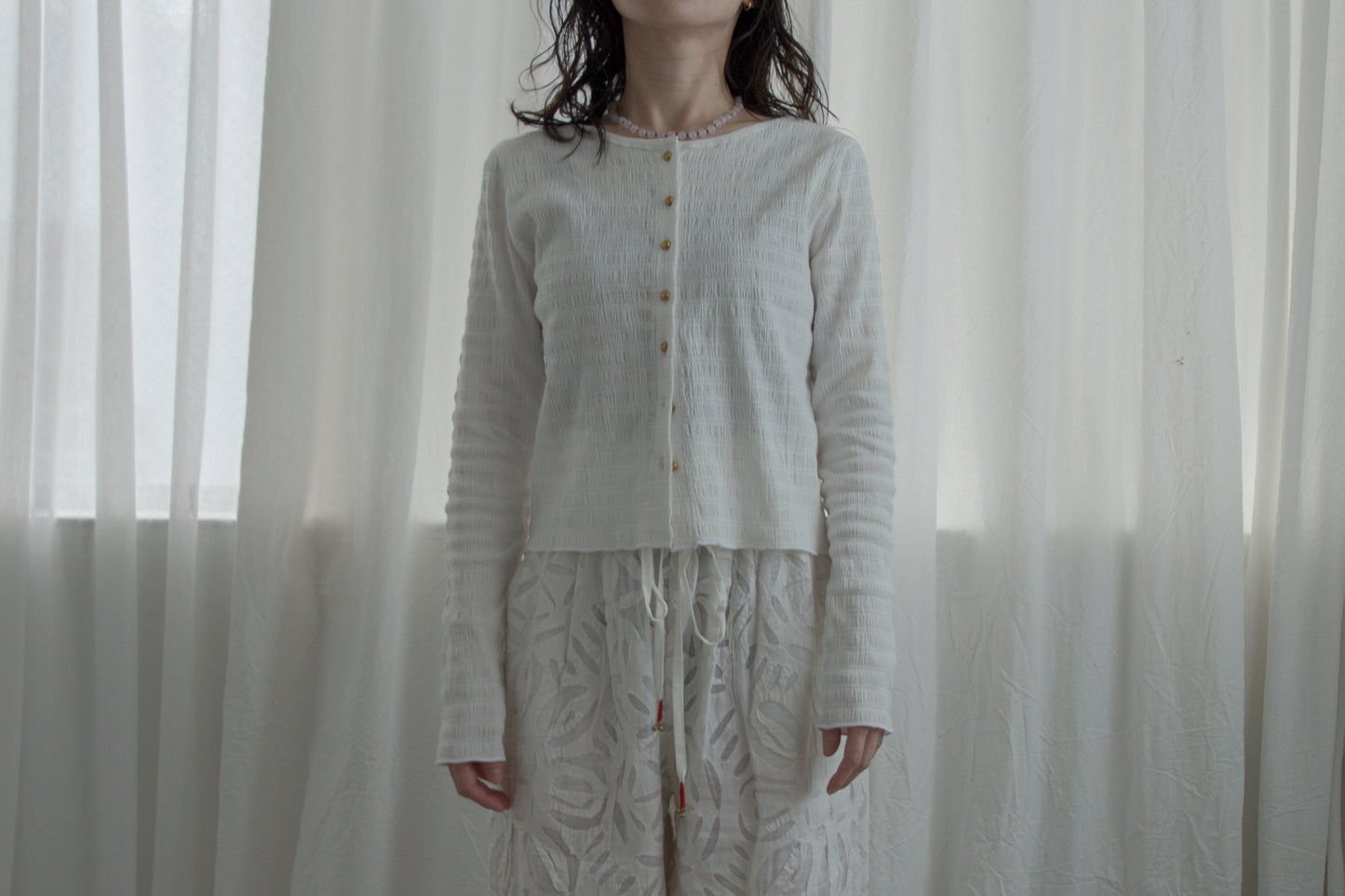 shirring cardigan（white）