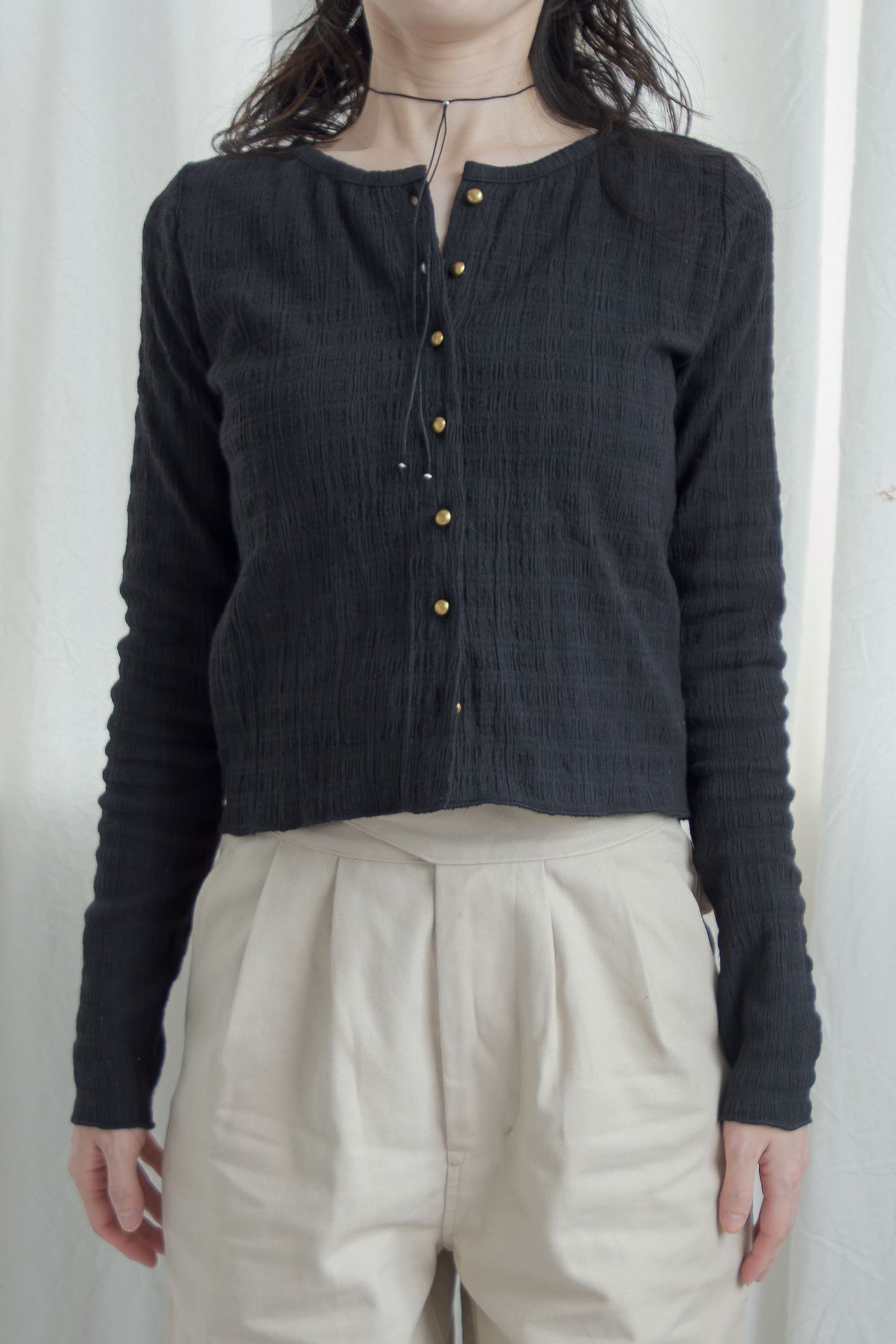 shirring cardigan（black）
