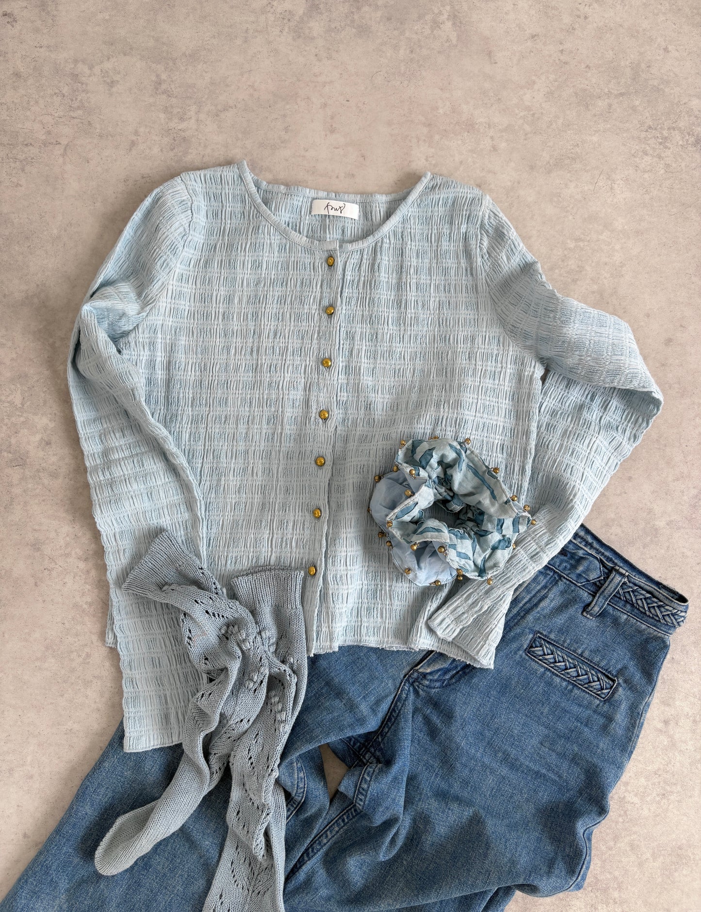 shirring cardigan（blue）