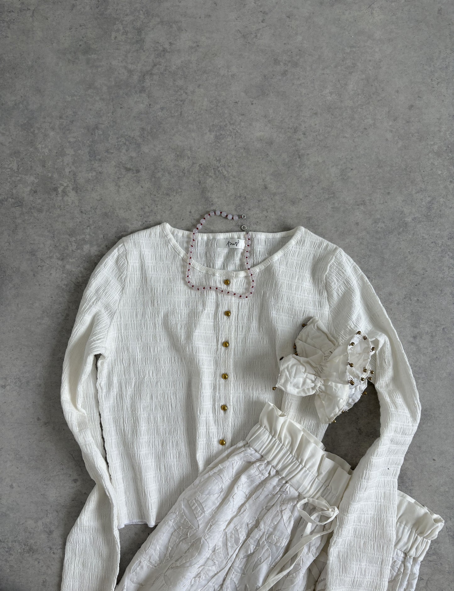 shirring cardigan（white）