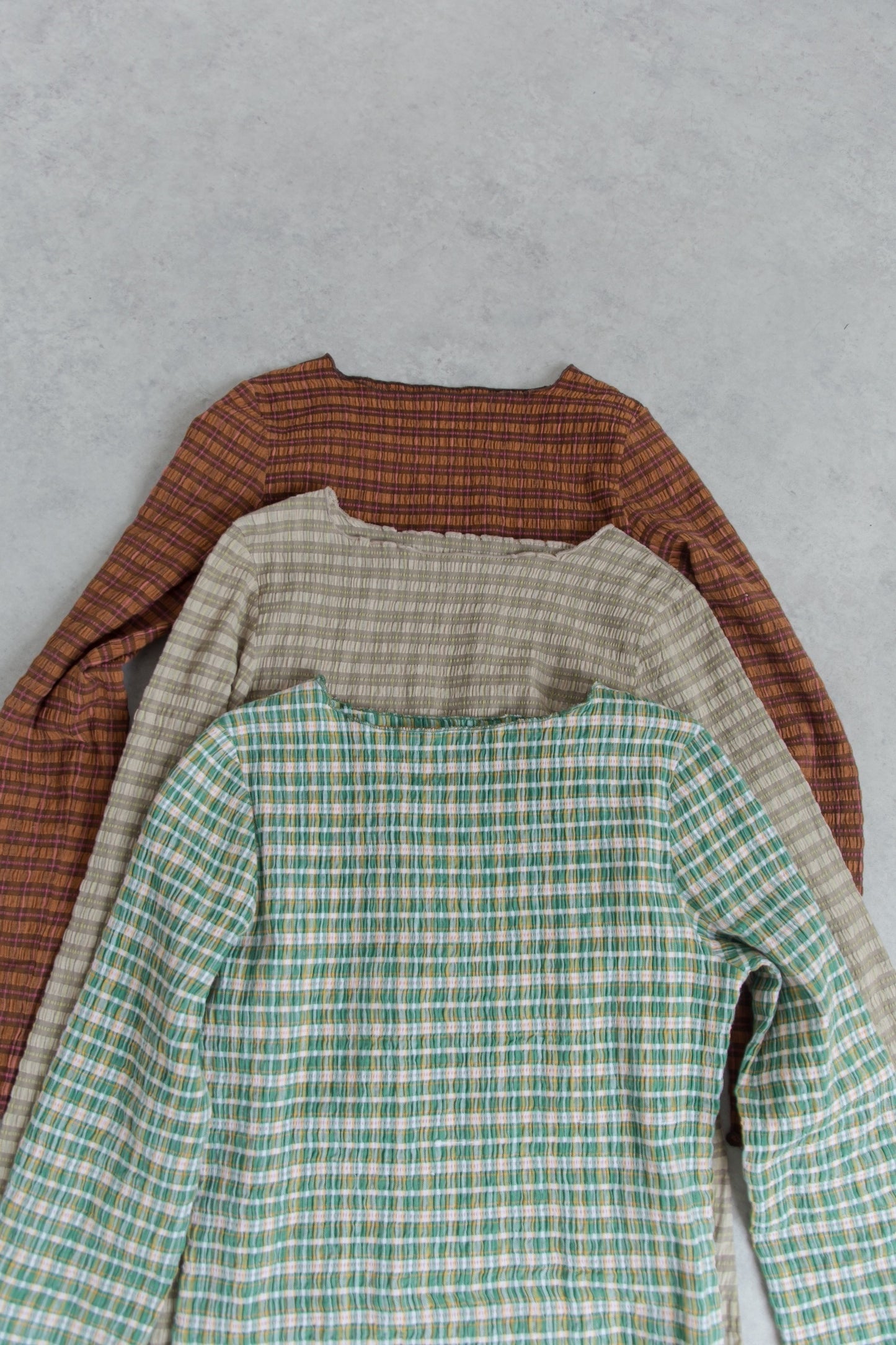 shirring check top（beige）