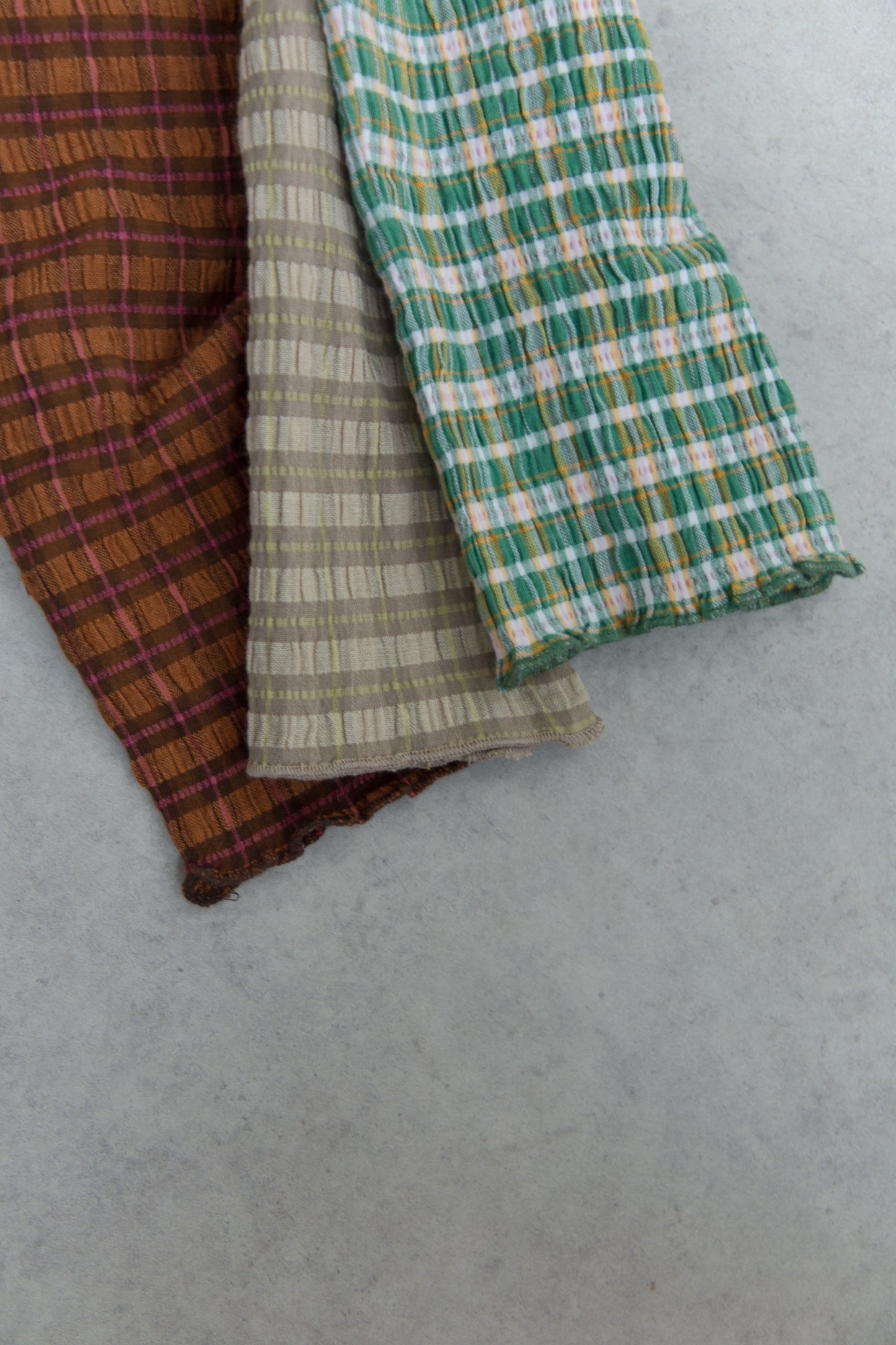 shirring check top（green）