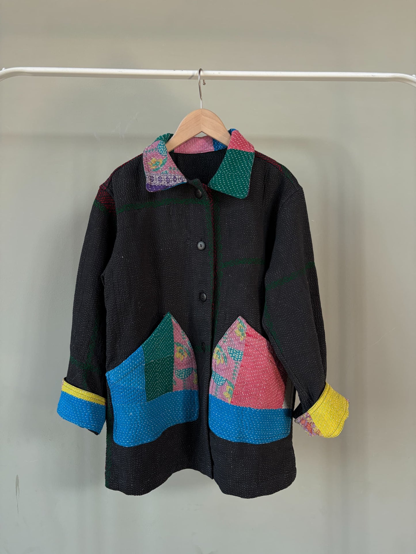 vintage kantha jacket （black G）