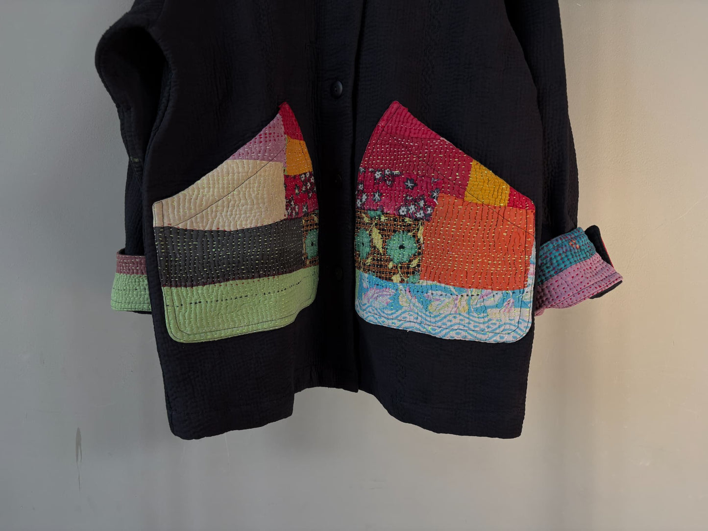 vintage kantha jacket （black D）