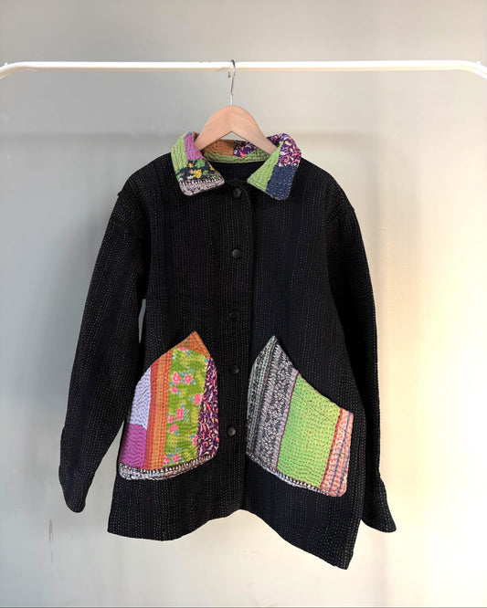 vintage kantha jacket （black E）