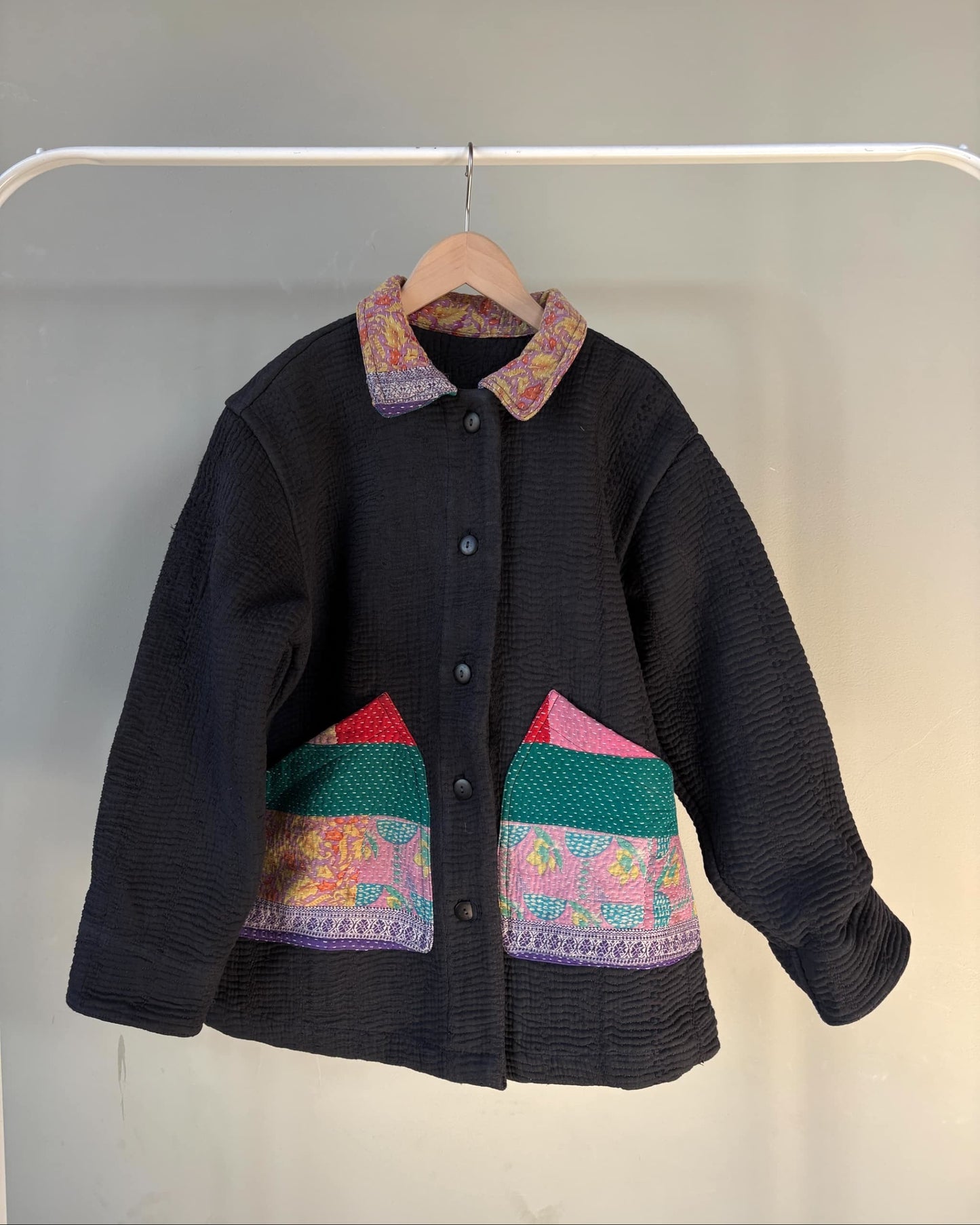 vintage kantha jacket （black F）