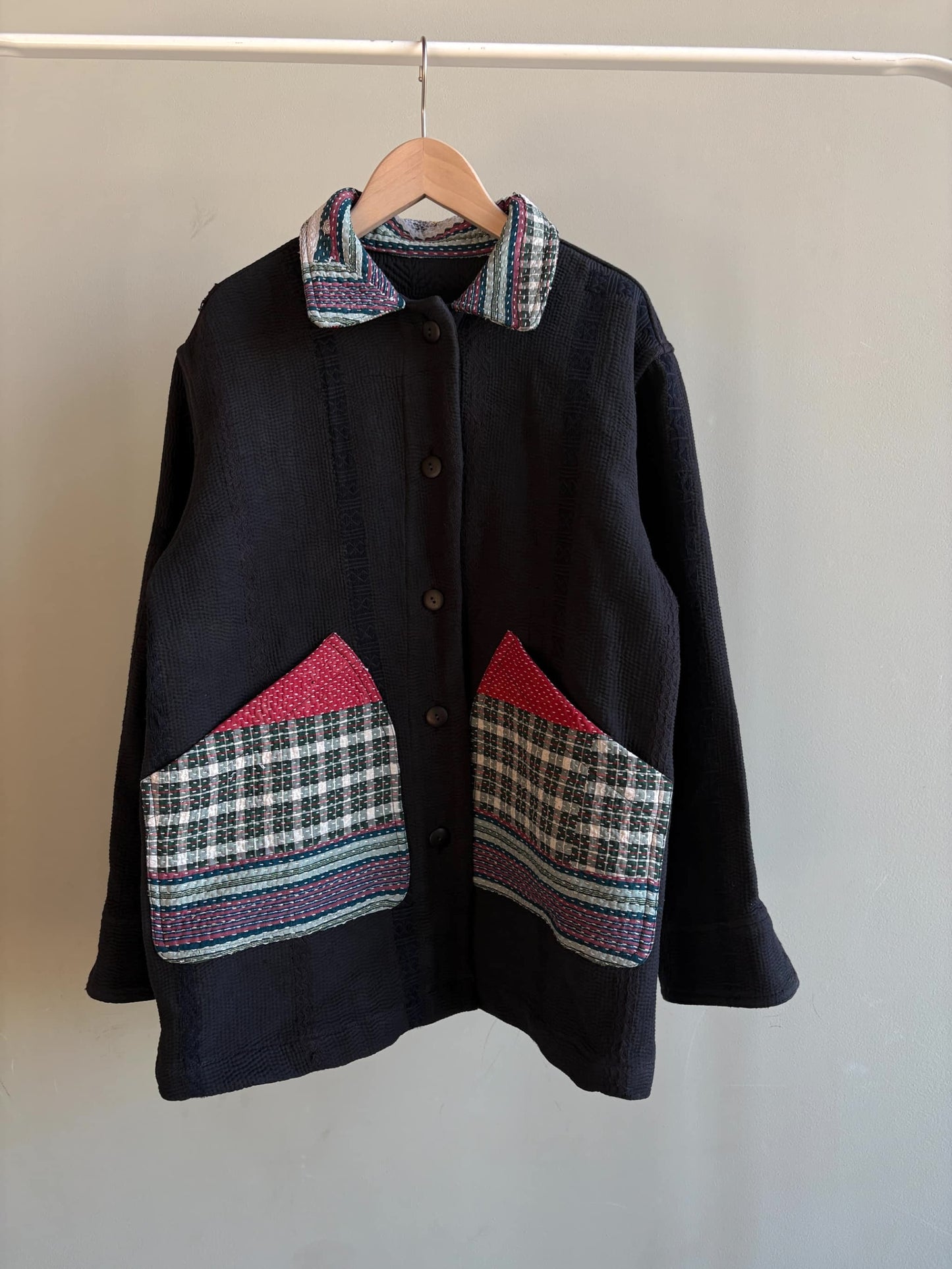 vintage kantha jacket （black H）