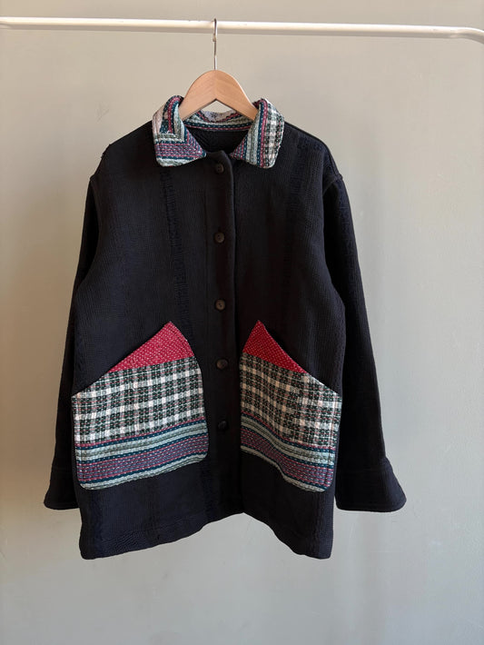 vintage kantha jacket （black H）