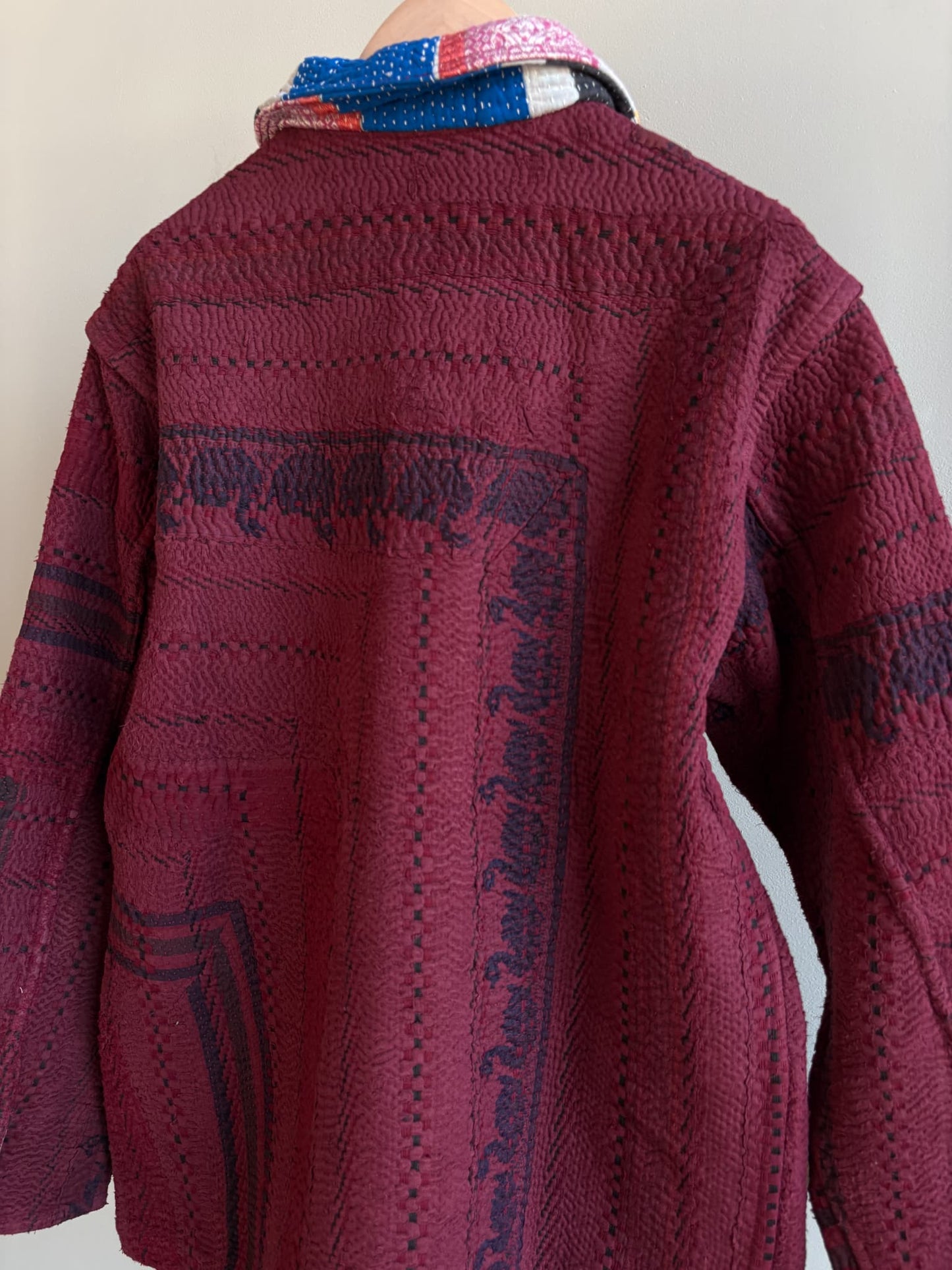 vintage kantha jacket （ burgundy B）