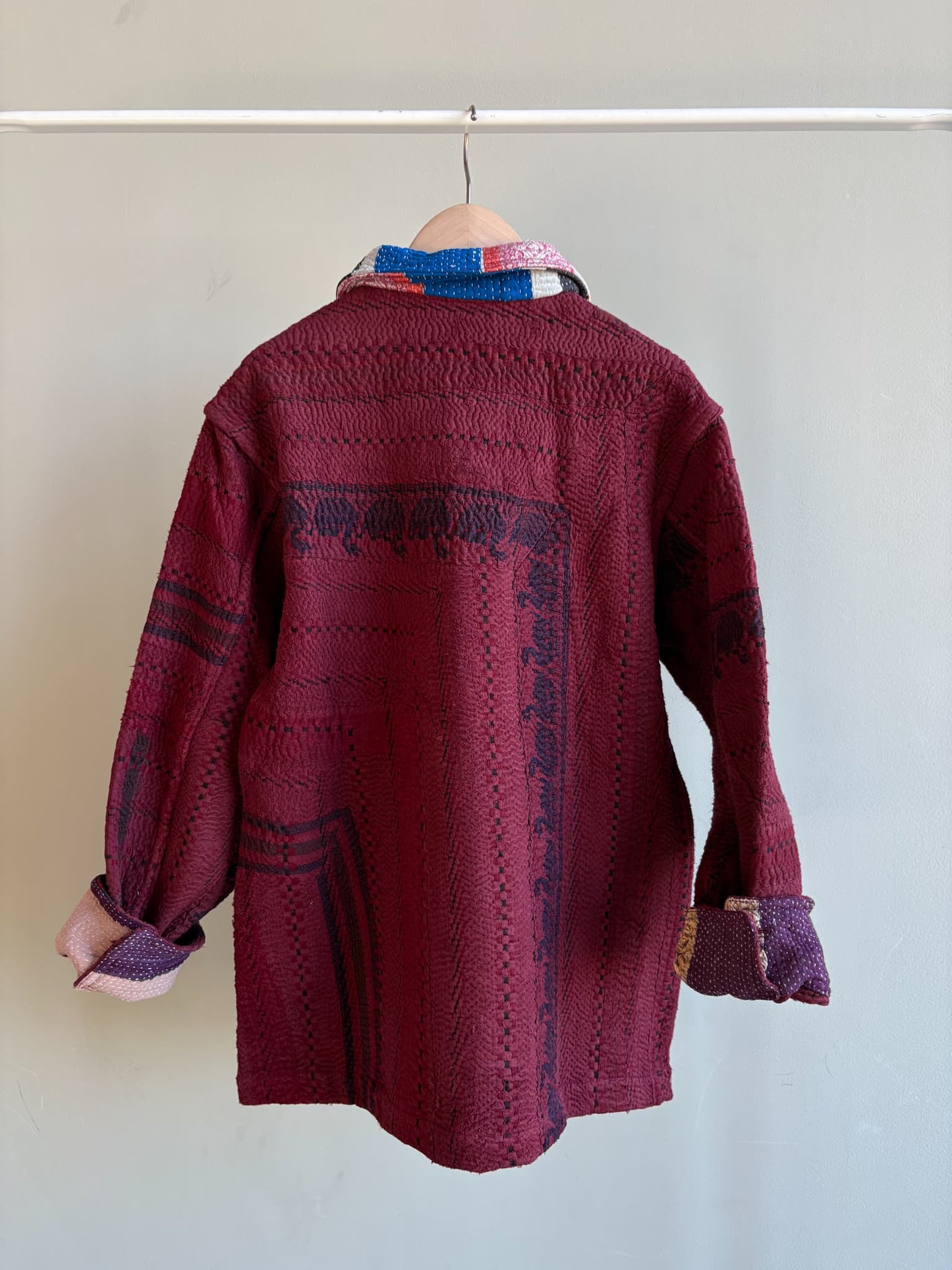 vintage kantha jacket （ burgundy B）