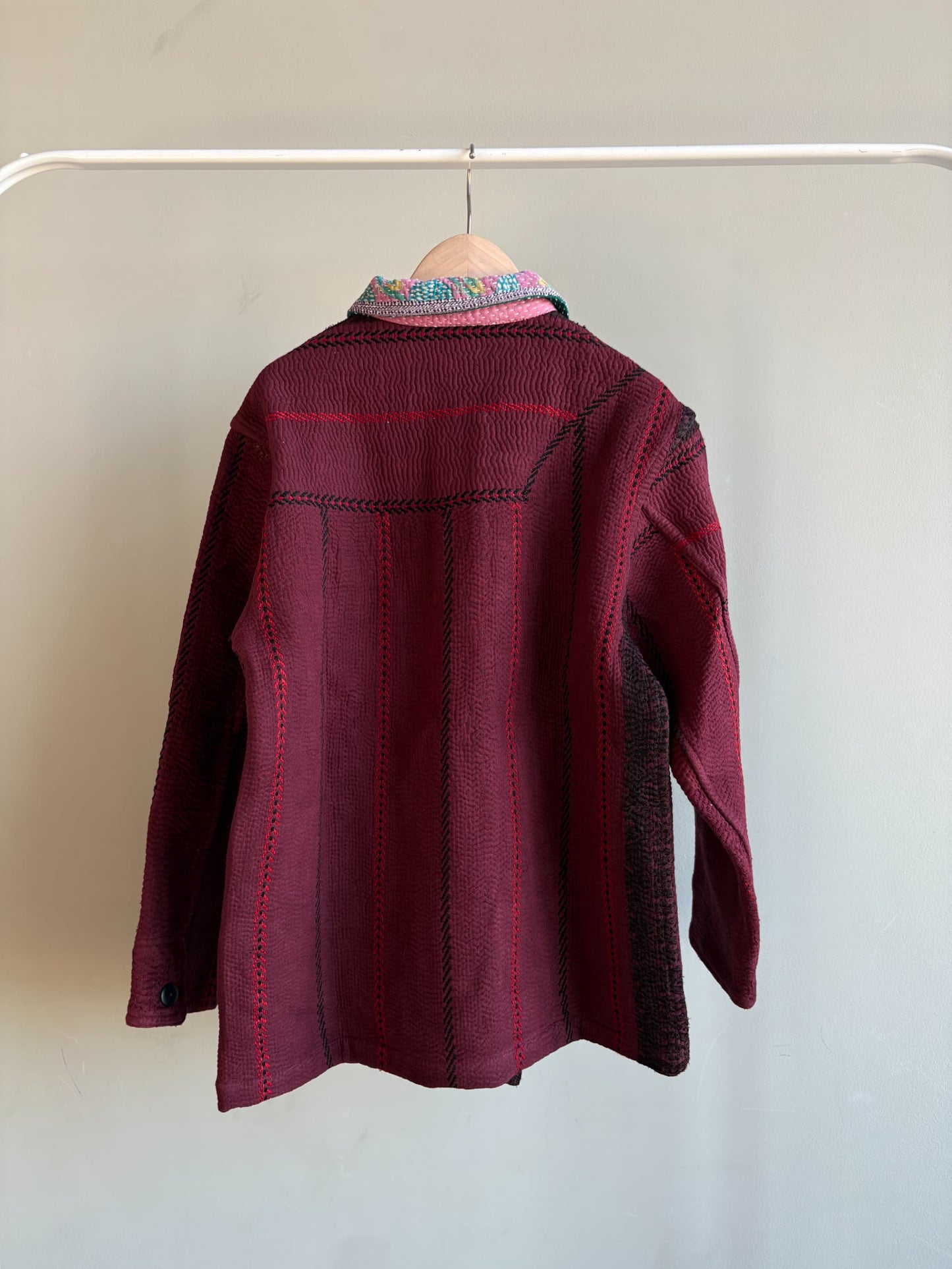 vintage kantha jacket （ burgundy J）
