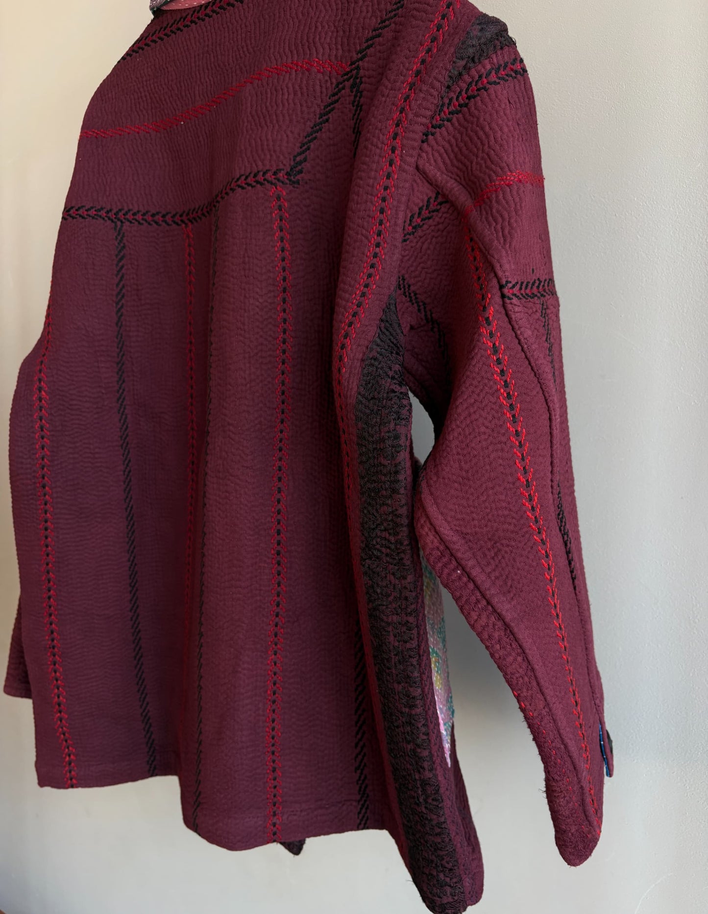 vintage kantha jacket （ burgundy J）