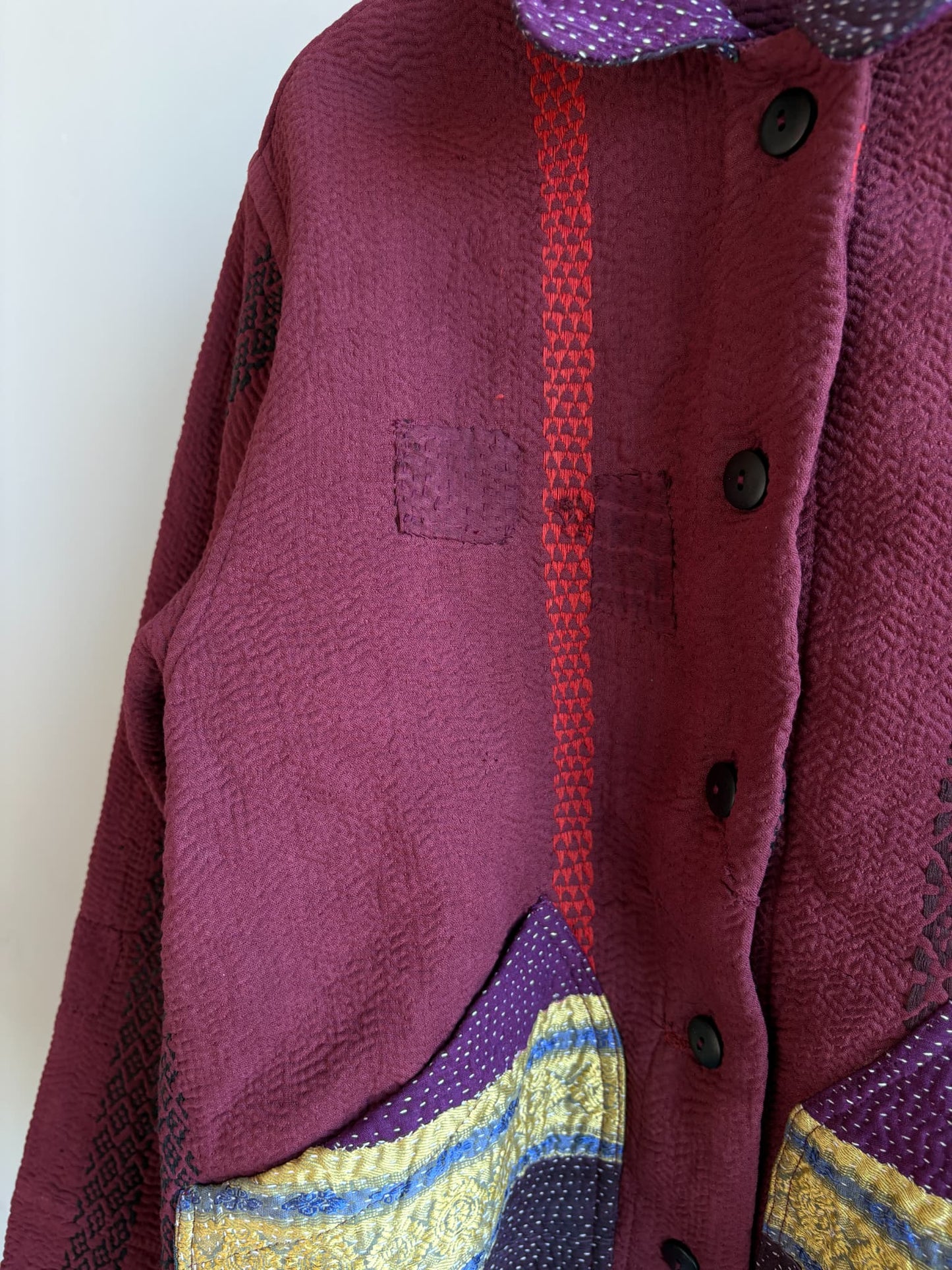 vintage kantha jacket （ burgundy D）