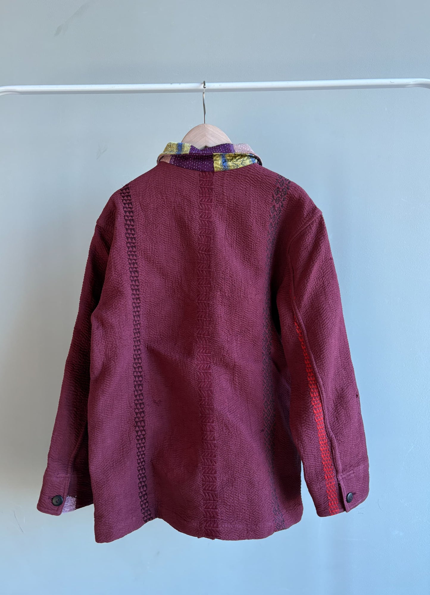 vintage kantha jacket （ burgundy D）