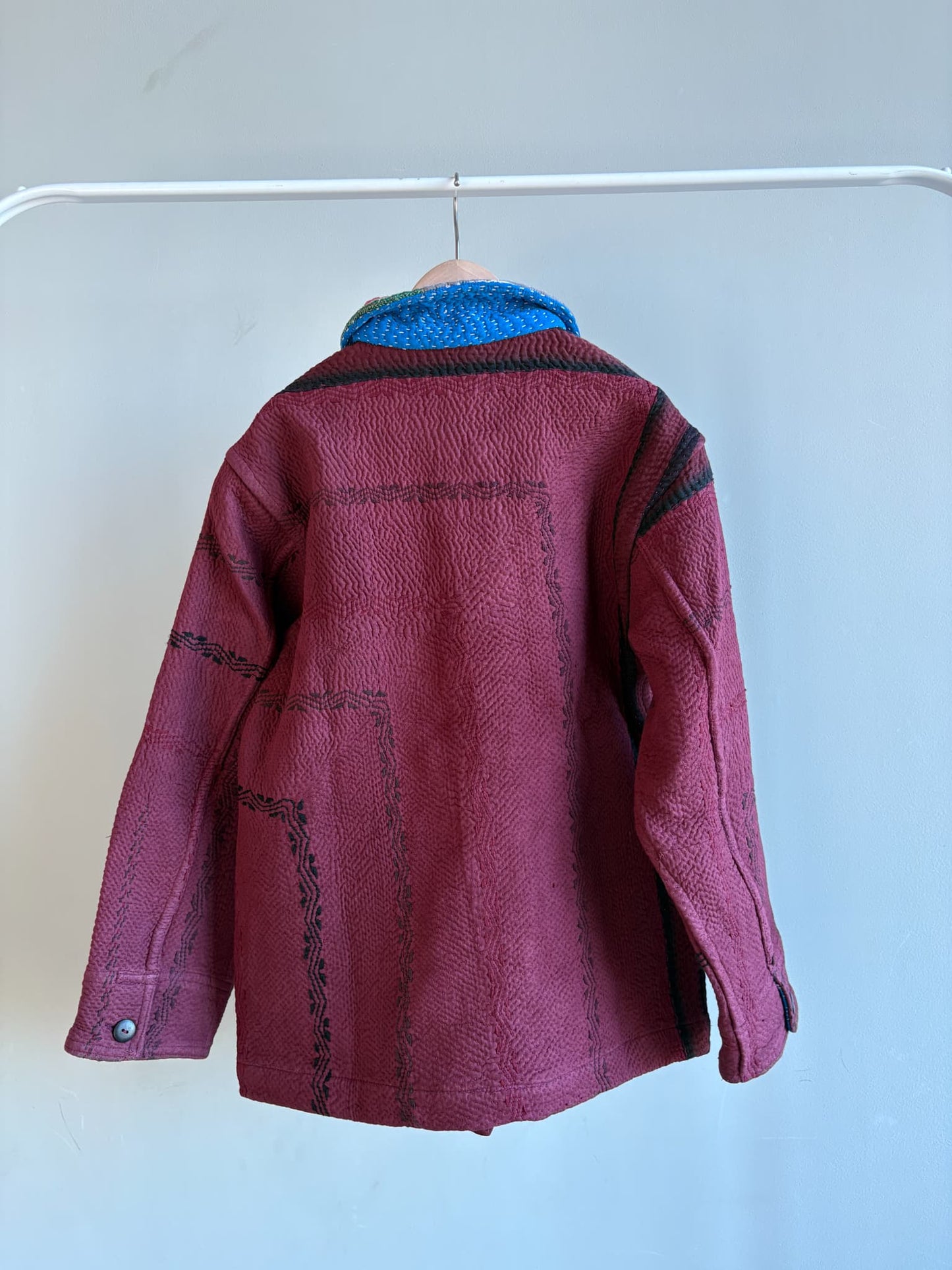 vintage kantha jacket （ burgundy D）