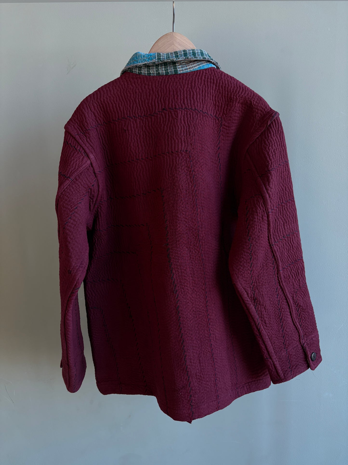 vintage kantha jacket （ burgundy C）