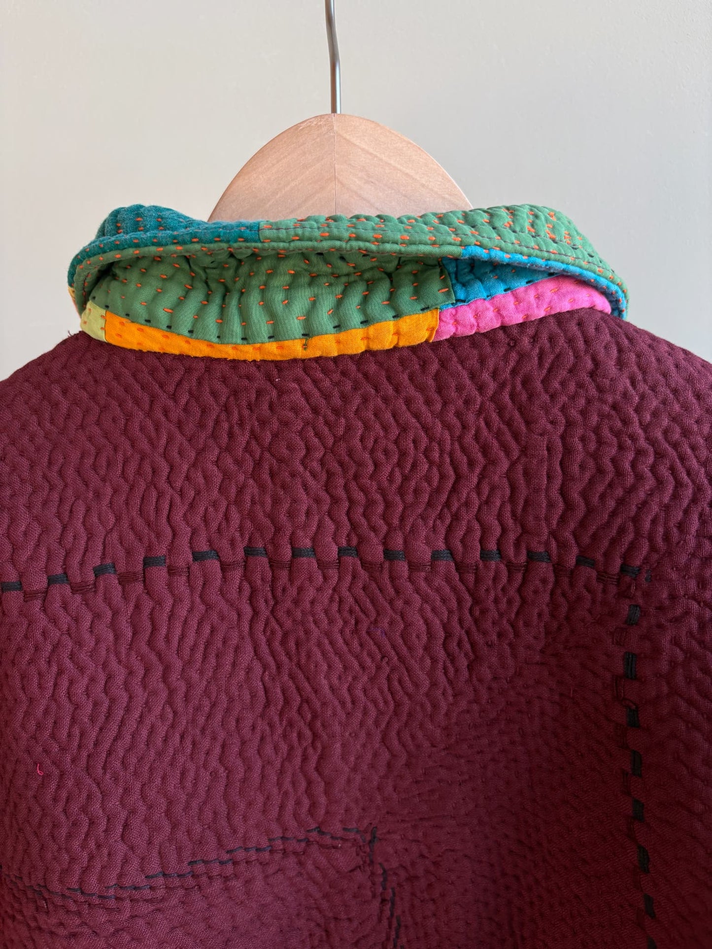 vintage kantha jacket （ burgundy E）