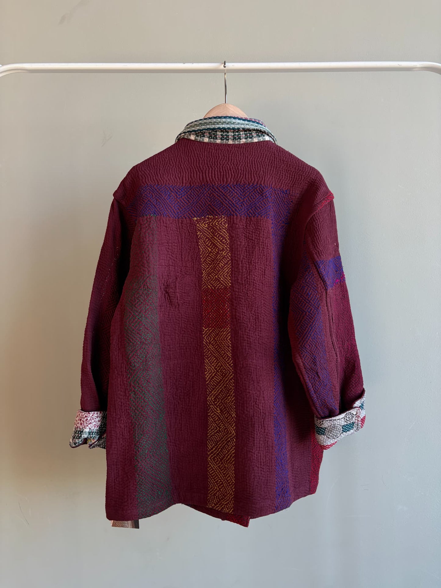 vintage kantha jacket （ burgundy G）
