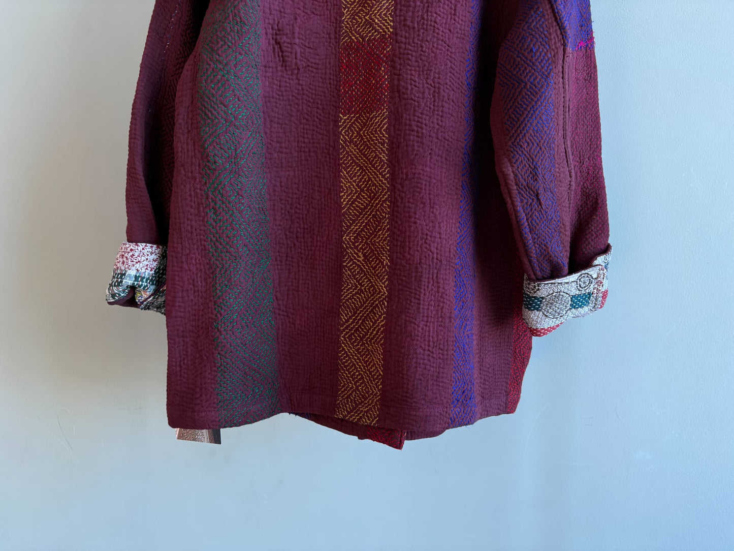 vintage kantha jacket （ burgundy G）