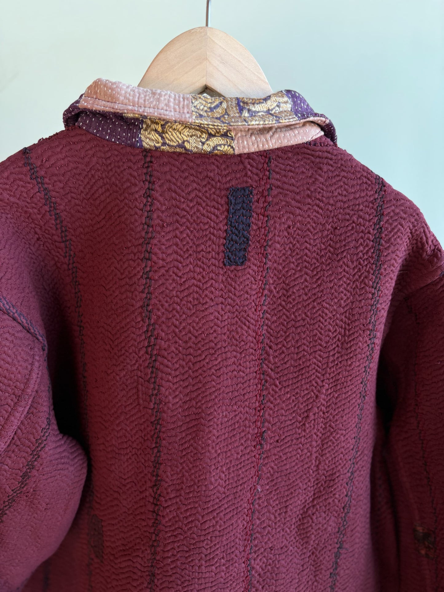 vintage kantha jacket （ burgundy A）