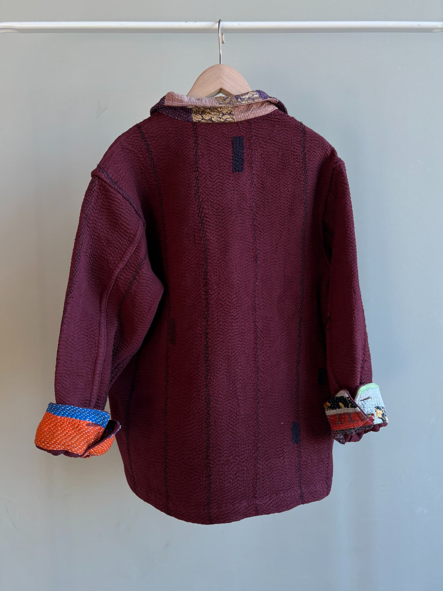vintage kantha jacket （ burgundy A）