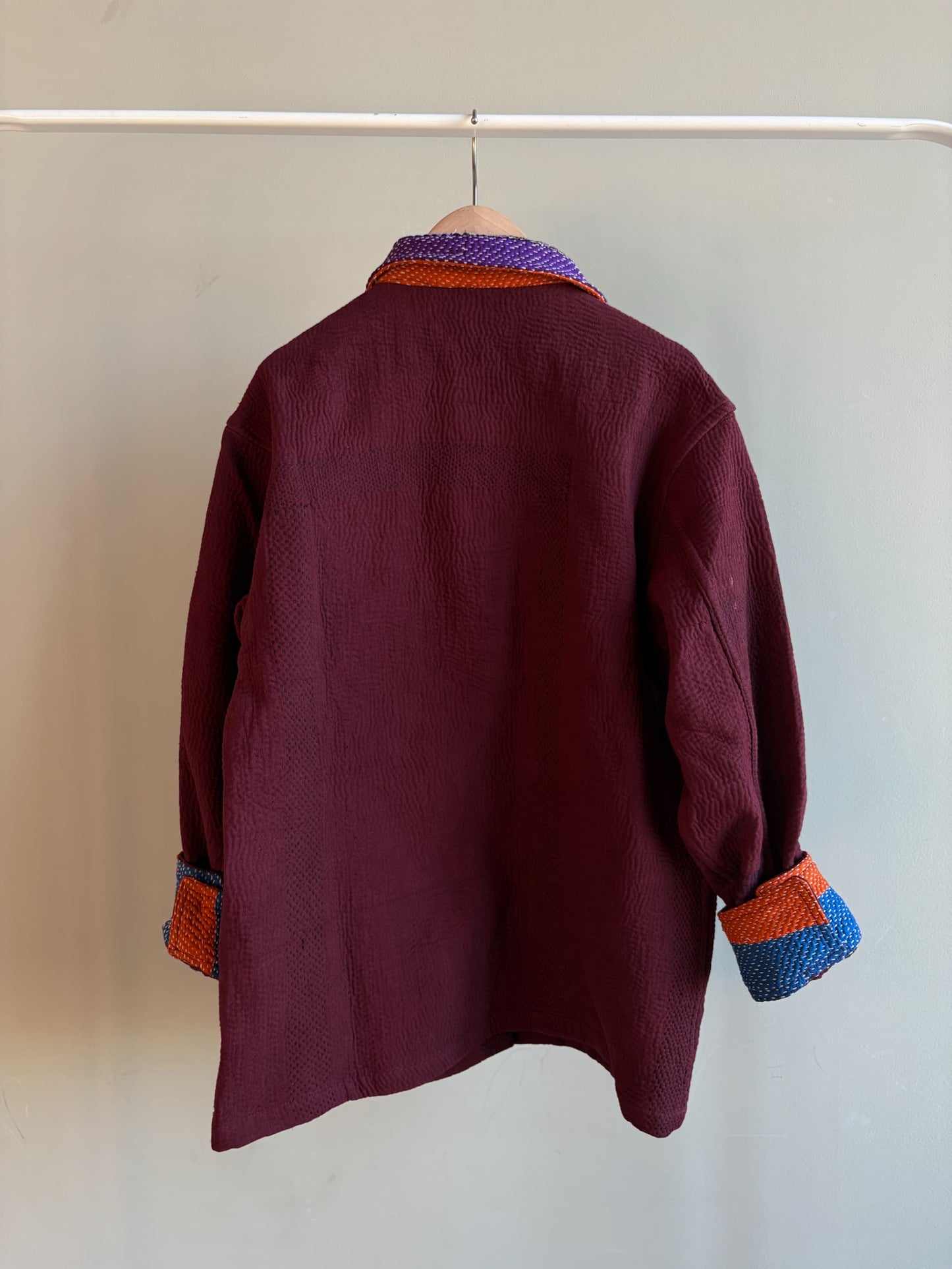 vintage kantha jacket （ burgundy H）