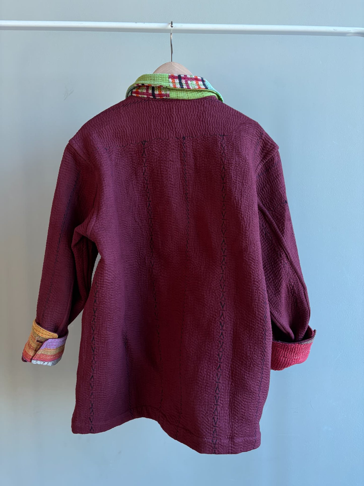 vintage kantha jacket （ burgundy I）