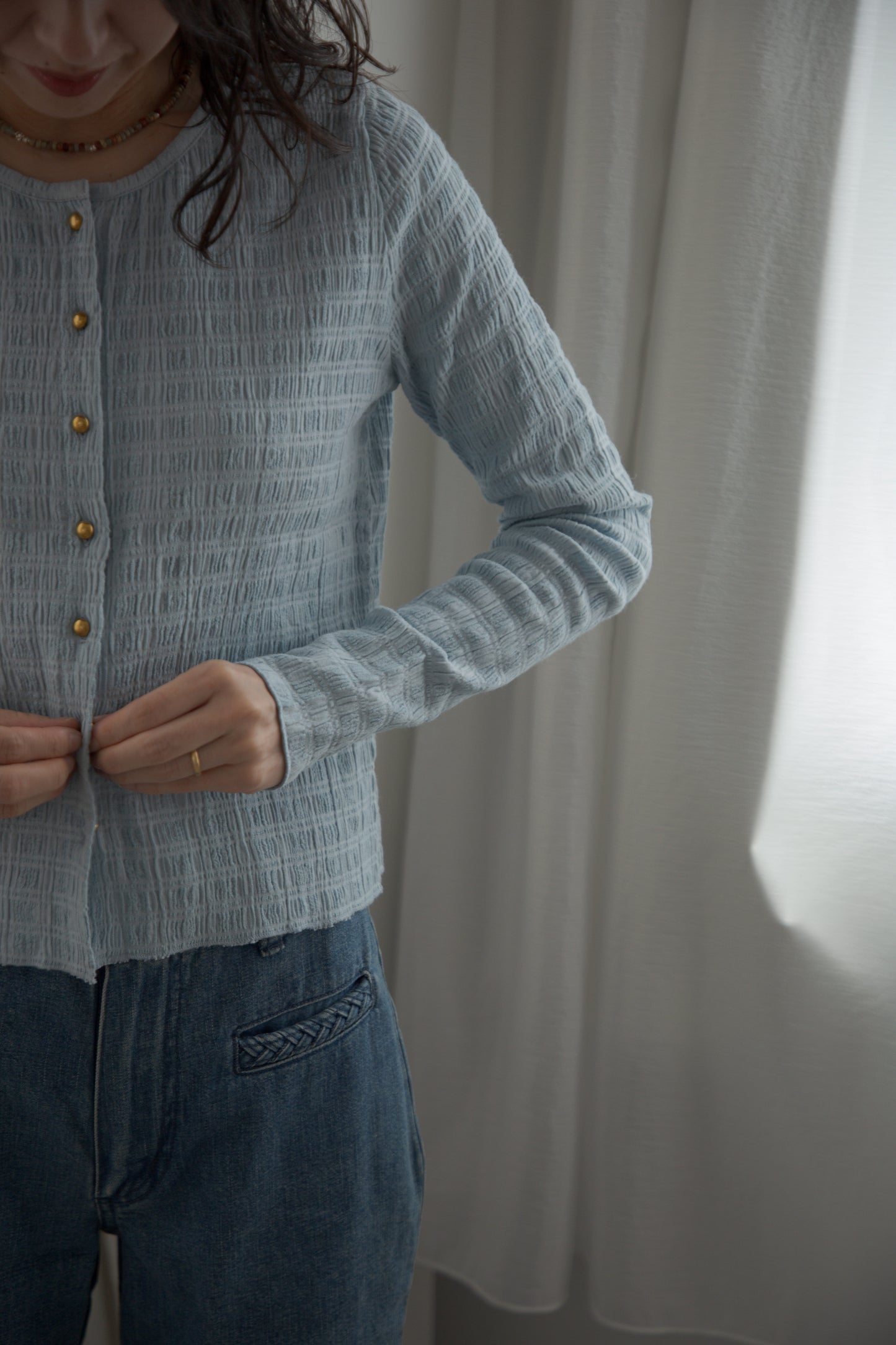 shirring cardigan（blue）