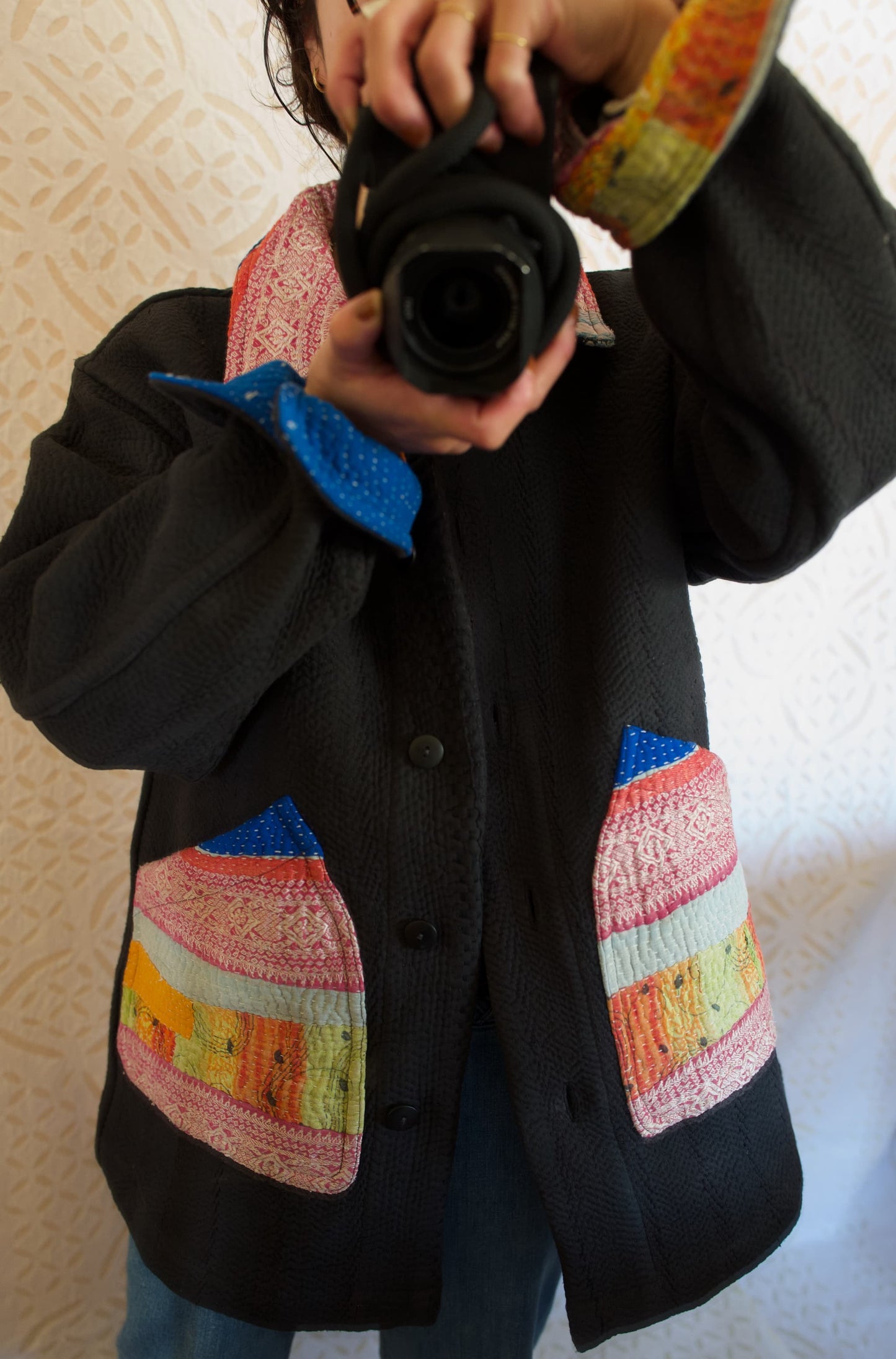 vintage kantha jacket （black C）