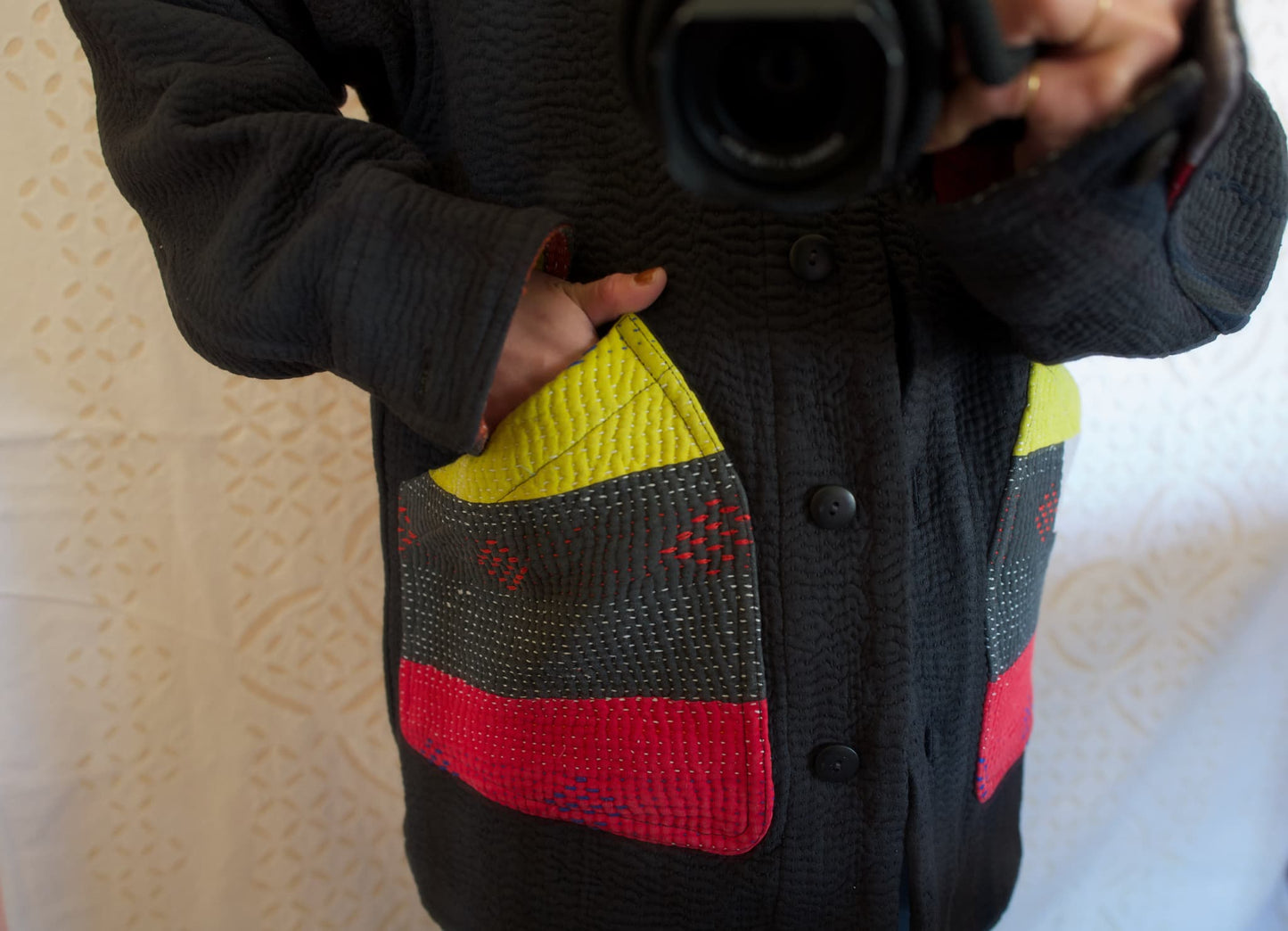 vintage kantha jacket （black B）